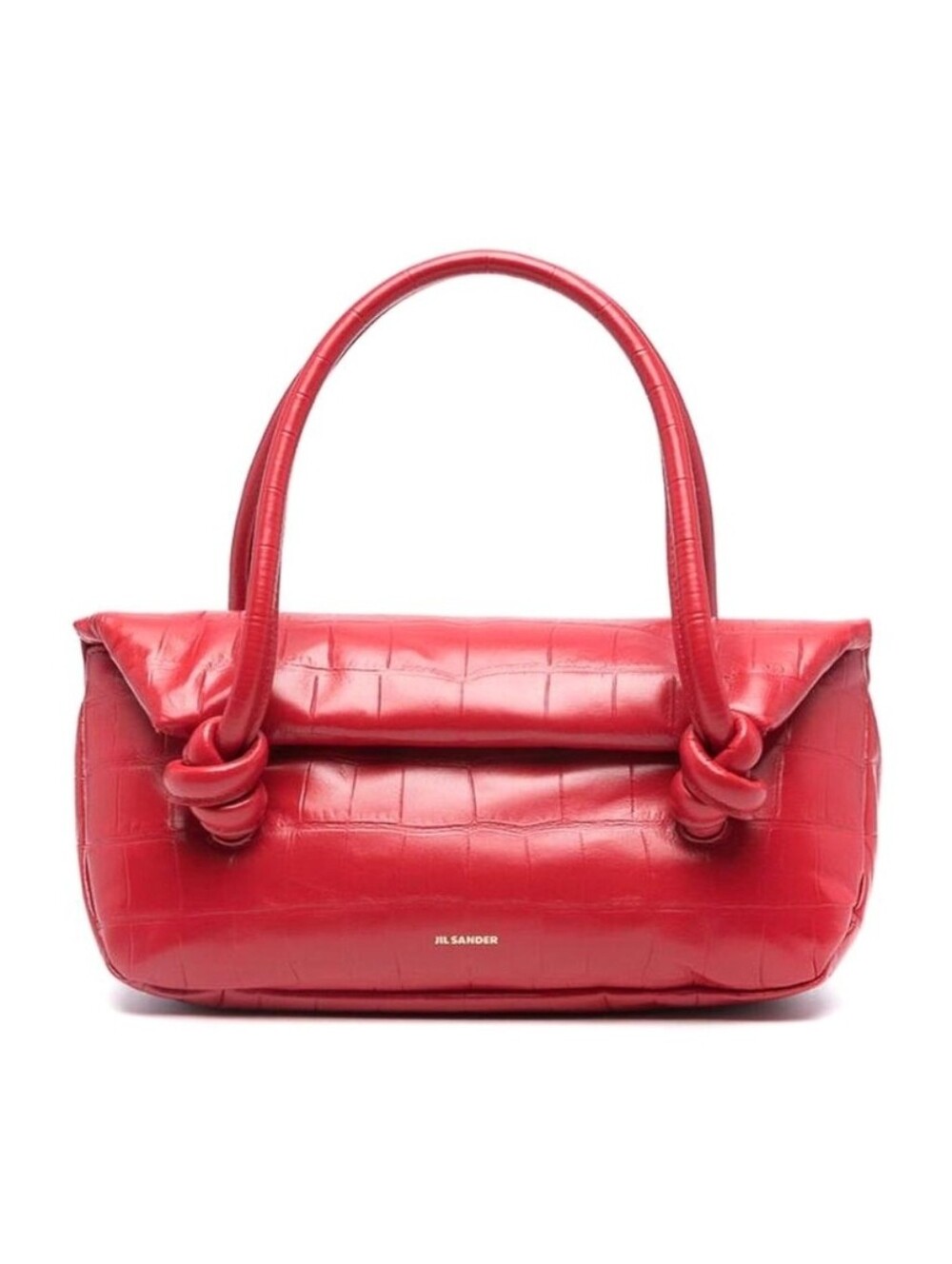 Jil Sander® Knot Crocodile-Effect Leather Handbag in Red